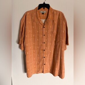 Tommy Bahama Orange Casual Button Down Shirt Men’s size XL